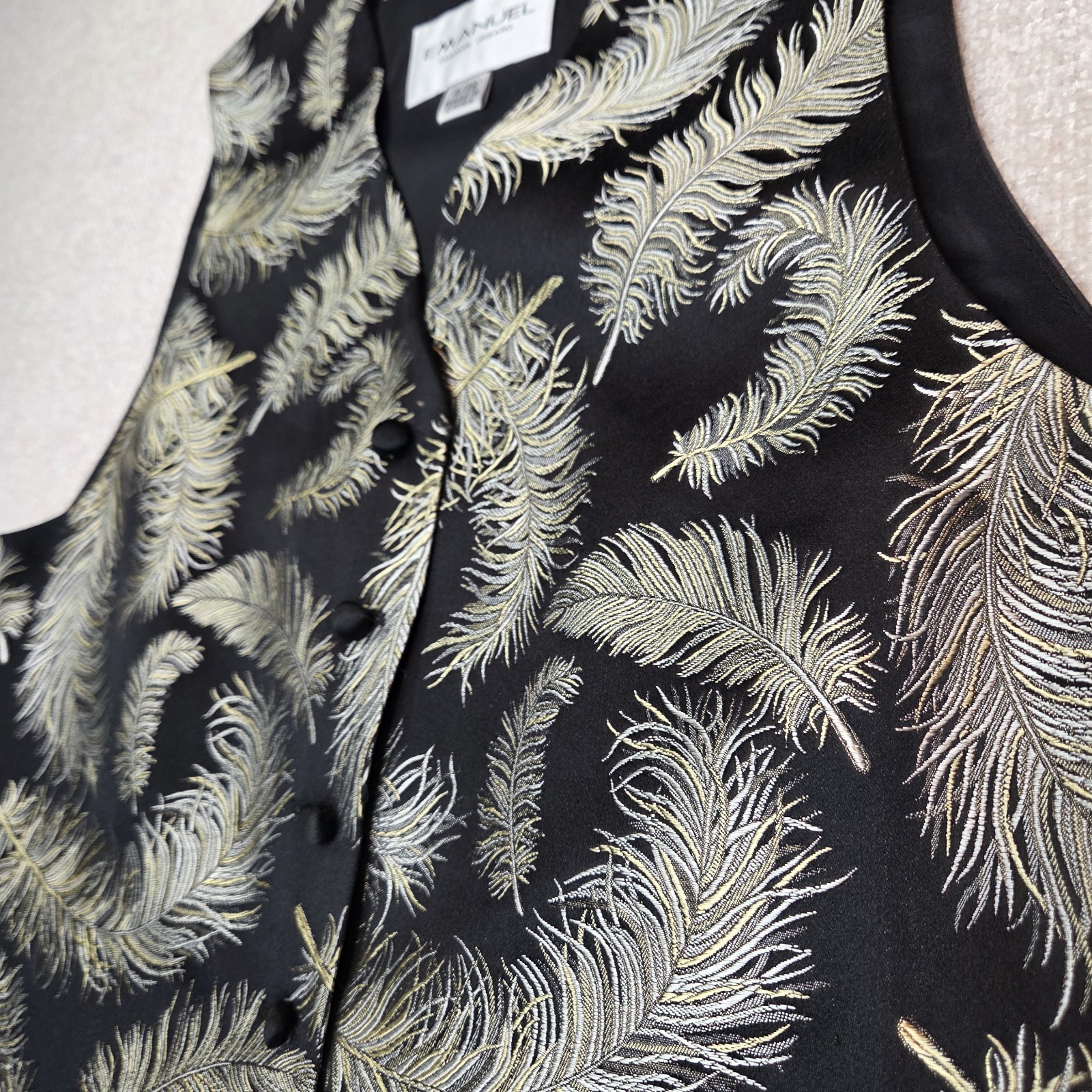 Vintage 90’s EMANUEL Emanuel Ungaro Feather Pattern Silk Rayon Blend Vest 4/38