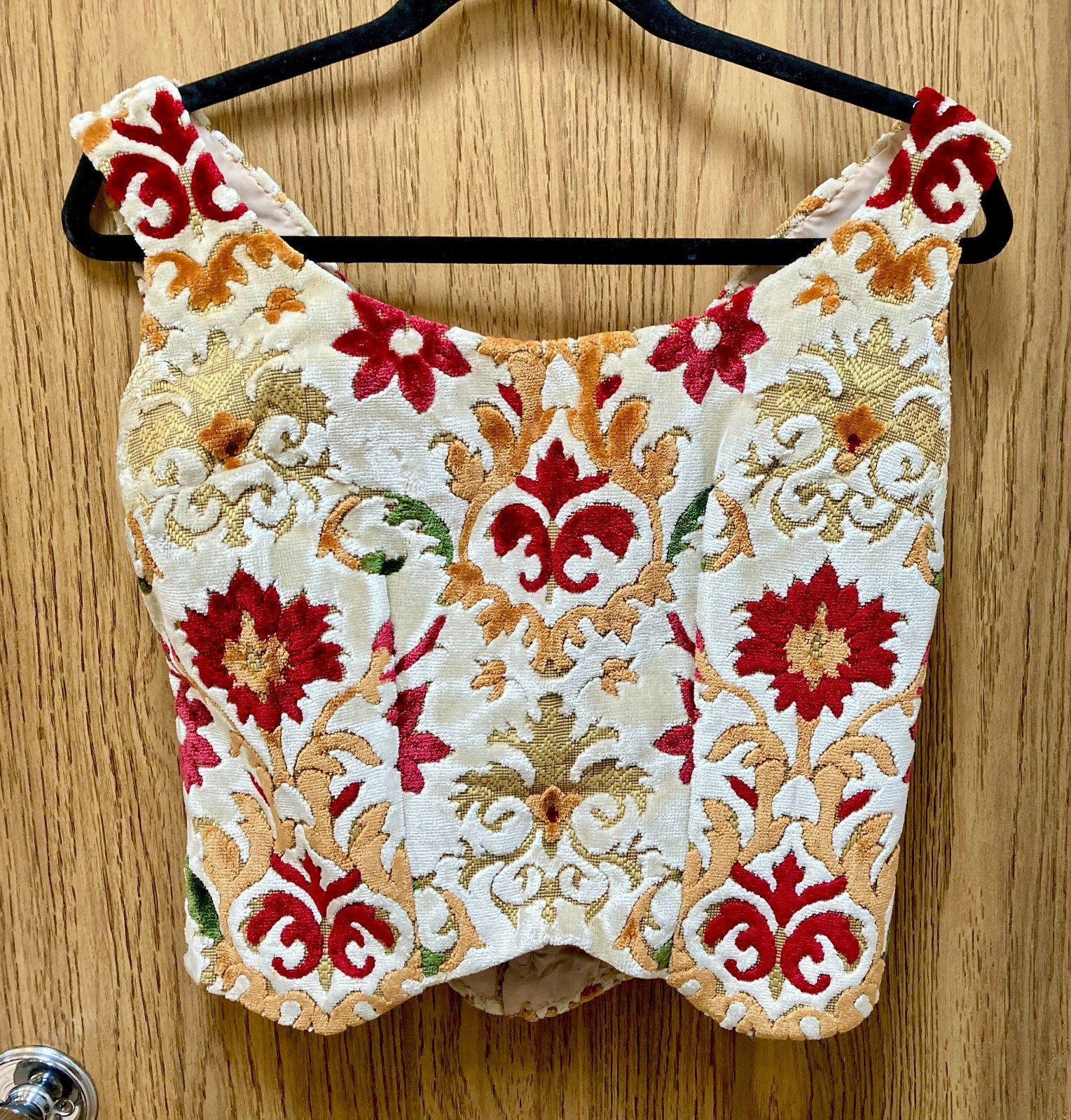Vintage Handmade Bodice Medium Renaissance Sleeveless Shirt Flocked Upholstery