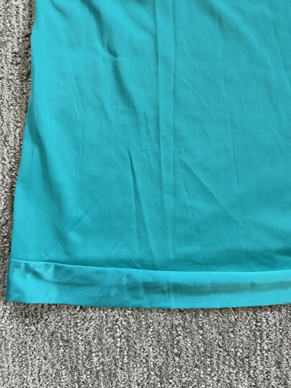 Vanity Fair Vintage Tank Top Nightgown Teal Green Mid Length Lace Satin USA Med