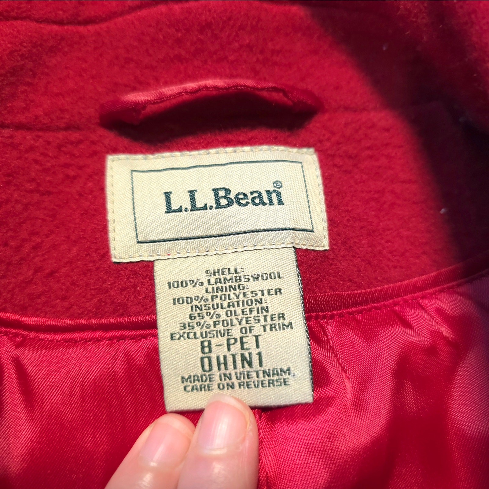 Vintage L.L. Bean 100% Lambswool Red Coat Women Size 8P Classic Staple Luxury