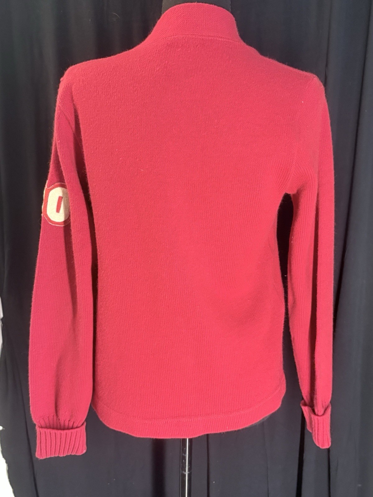 Vintage Cherry Red Varsity Letterman Jacket Cardigan 1960’s/1970’s Size Small