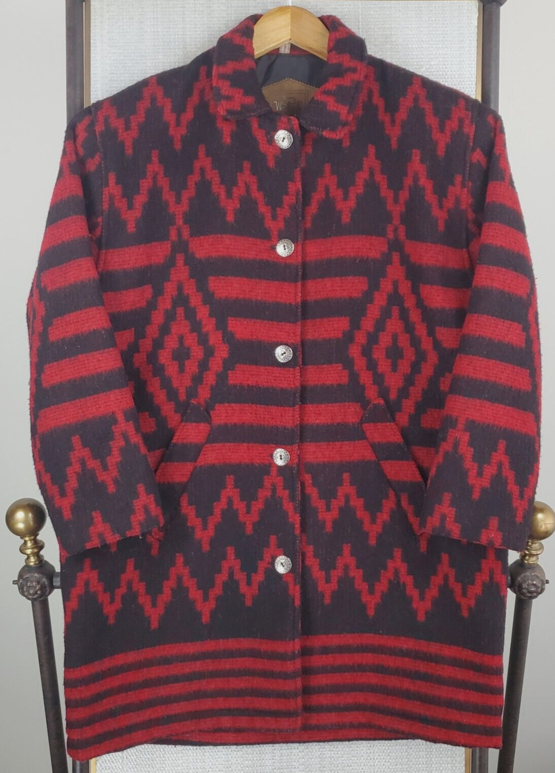 VTG WOOLRICH USA Size Small Womens Wool Aztec Southwest Chore Barn Jacket Coat