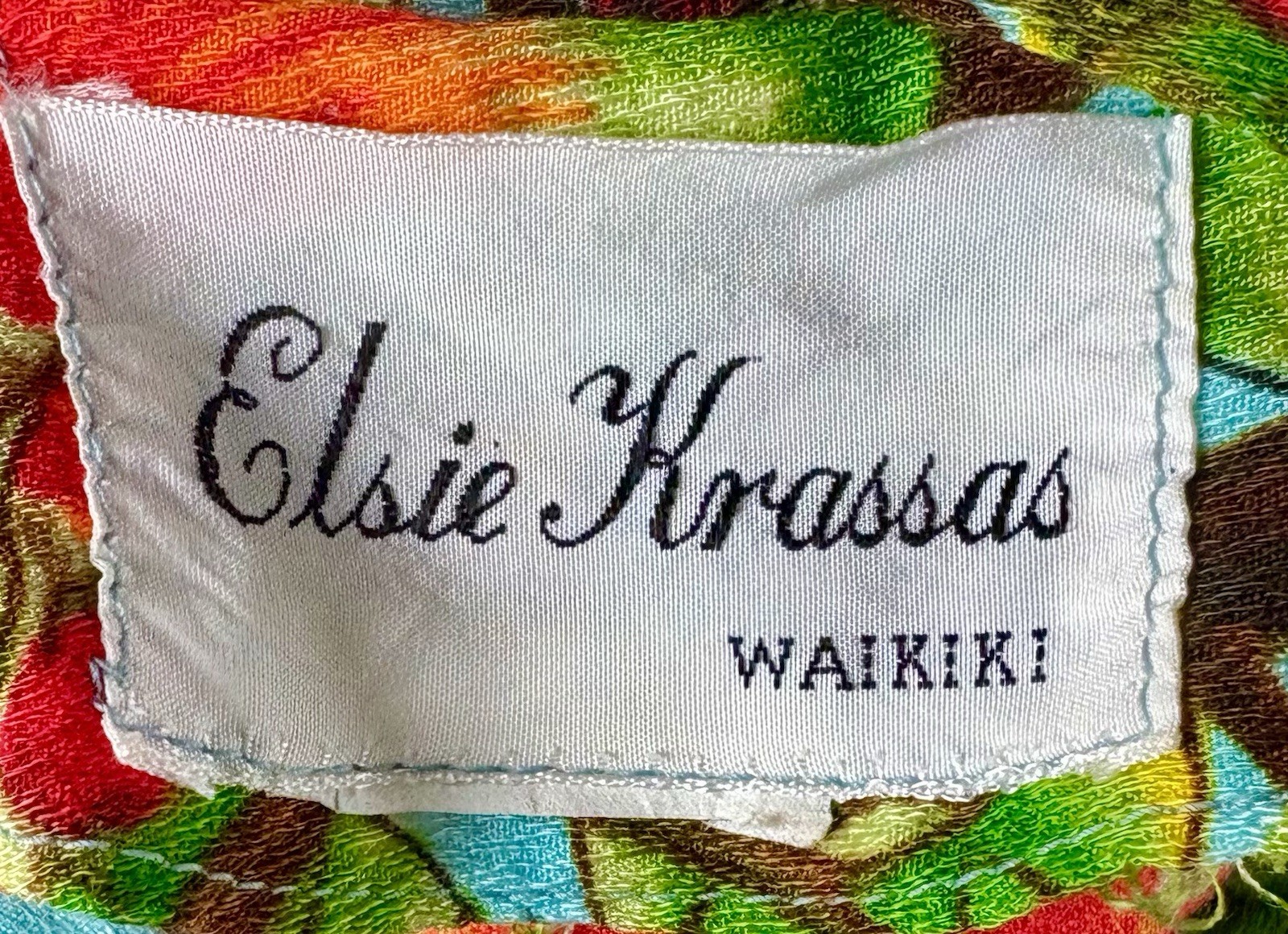 Vintage 60s Elsie Krassas Hawaiian Dress Shirt Barkcloth Tiki O Tea Timer M L