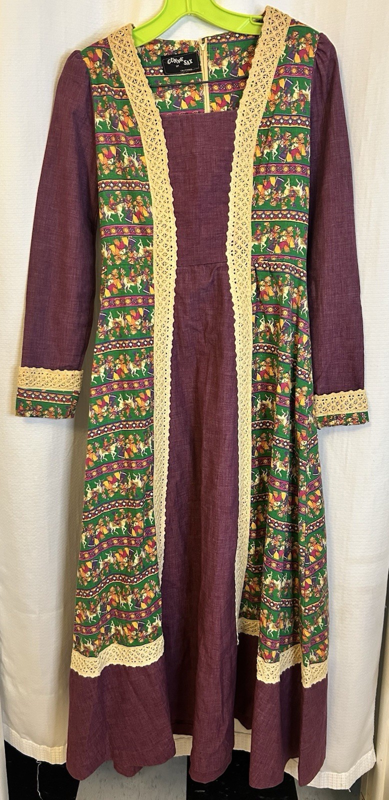 Authentic Vintage Gunne Sax of California Tapestry Renaissance Style Dress S/M