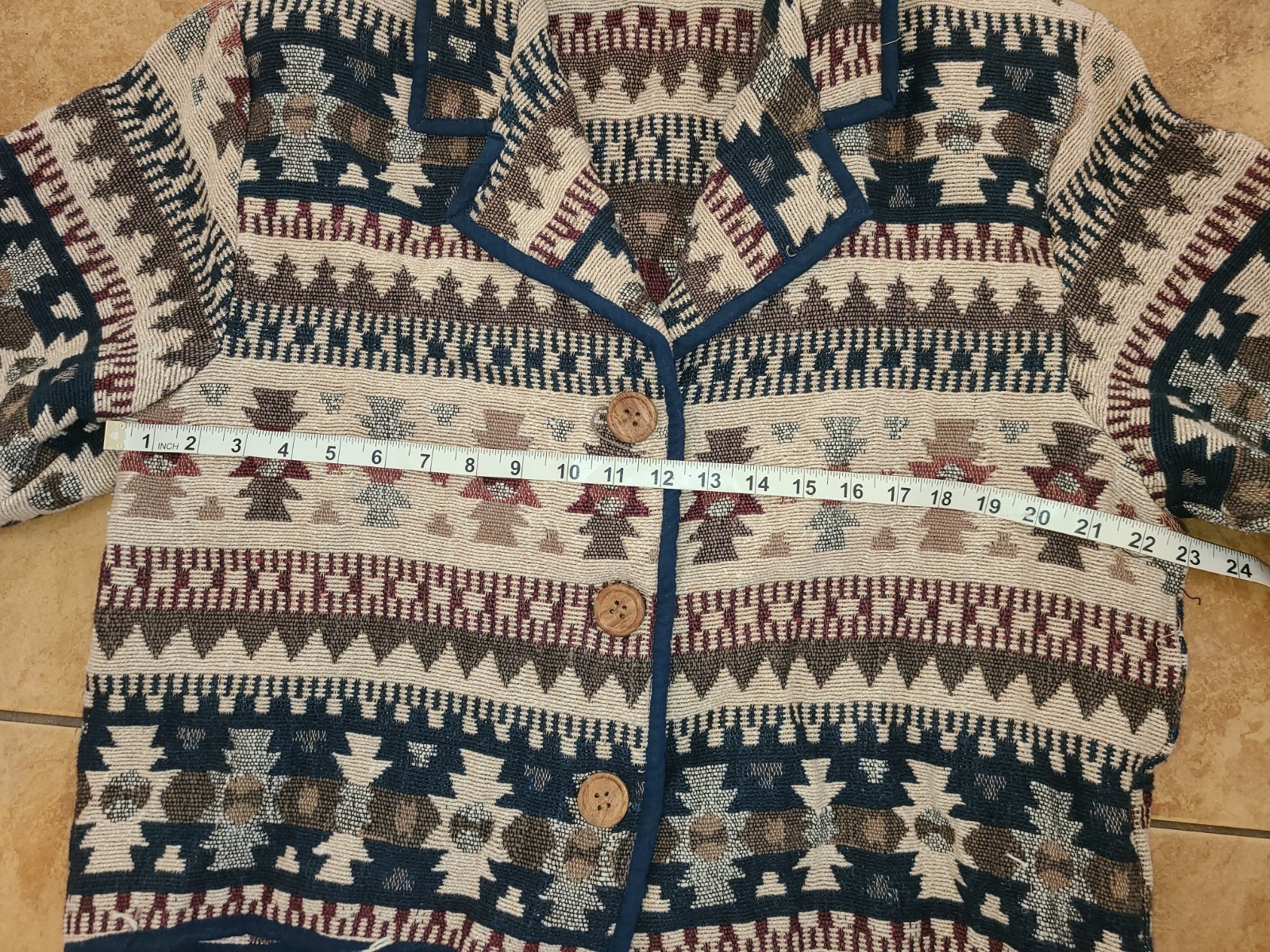 Tapestry Aztec Western Jacket Baja Women’s Large 3 Wood Button