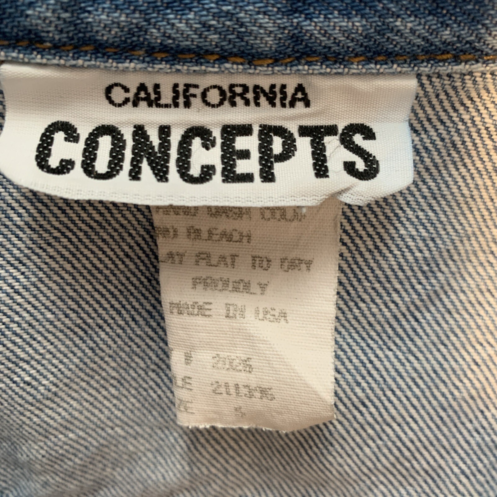 Vintage California Concepts Denim Jacket 80s 90s Romantic Ruffle Trim Crop Sz S