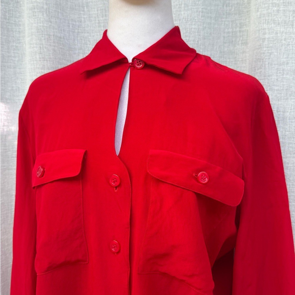 Vintage Lloyd Williams red silk long sleeve blouse