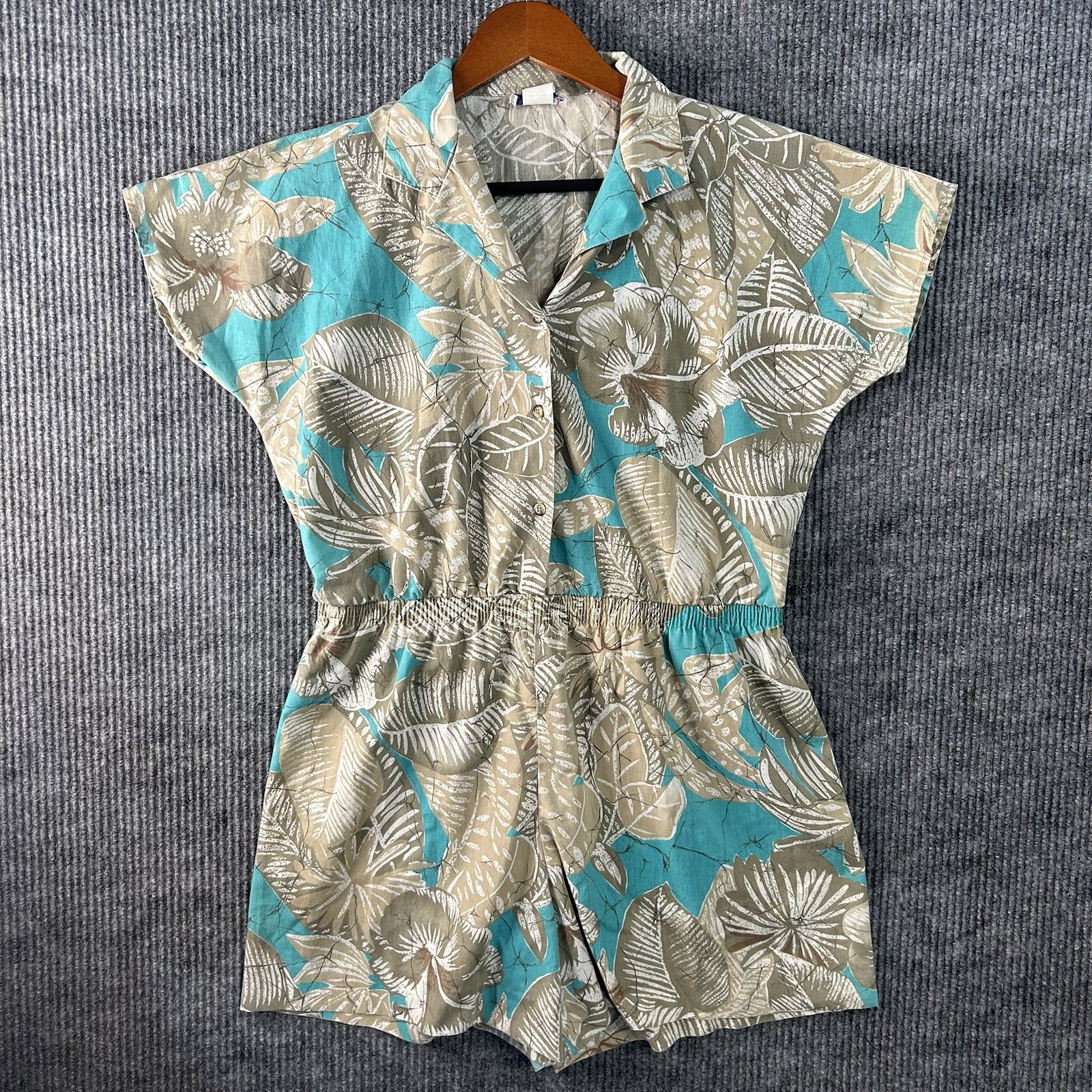 Vintage Romper Women’s Medium French Navy Made In USA Floral