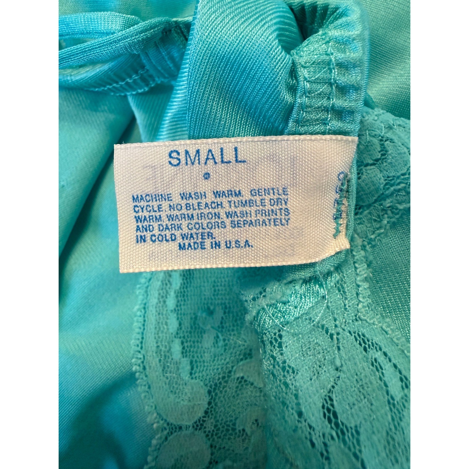 Lorraine Nightgown Robe Set Womens Small Teal Good Vintage Lace Antron III Nylon