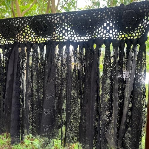 cafe Curtains 30 inch Length Goth Small Window 40&Prime;W x 30&Prime;L (Pack of 1) Black