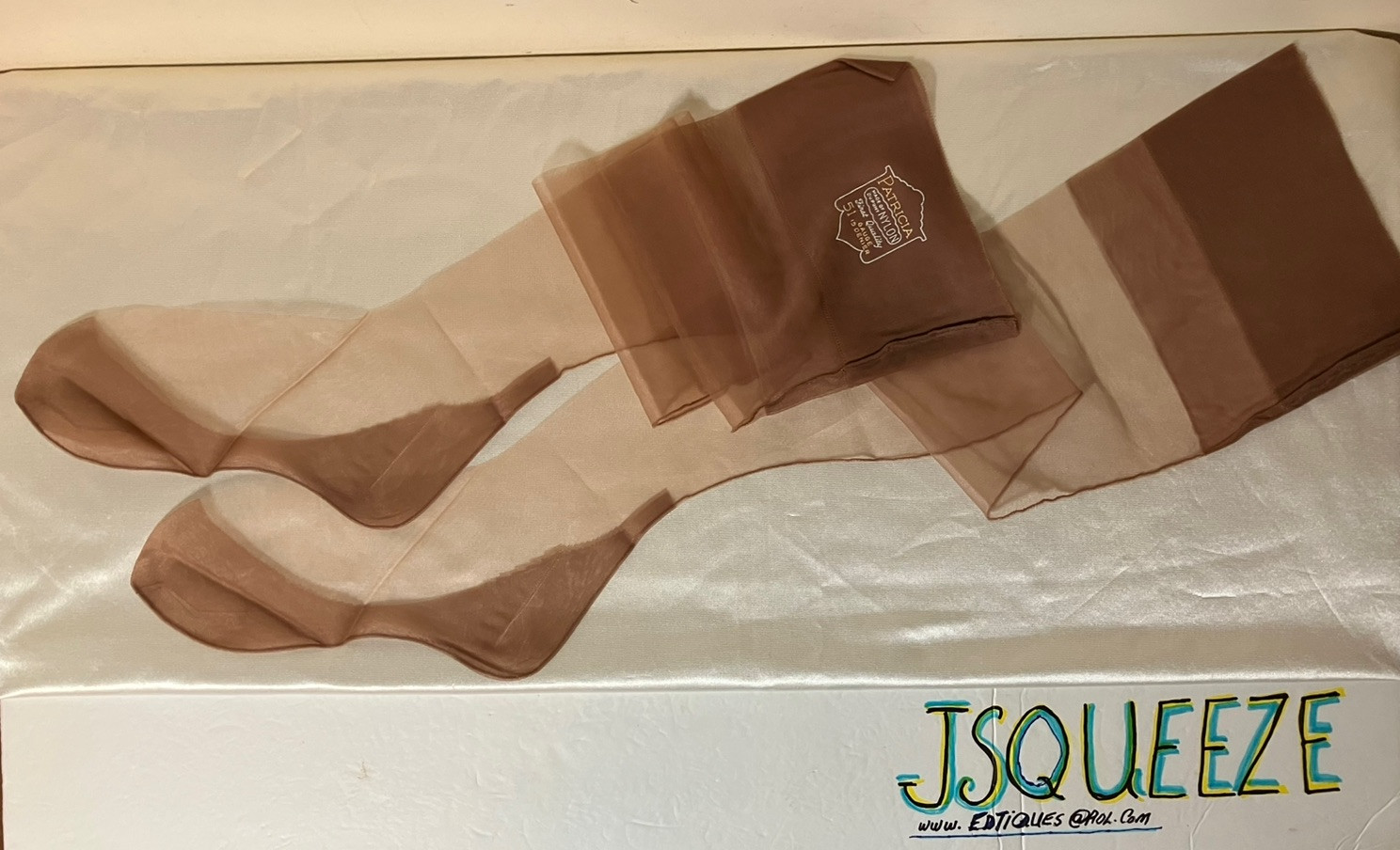 2 Pair 1940 Full Fashioned Flat Knit 15 D 51 G SEAMED Cuban Heel Nylon Stockings