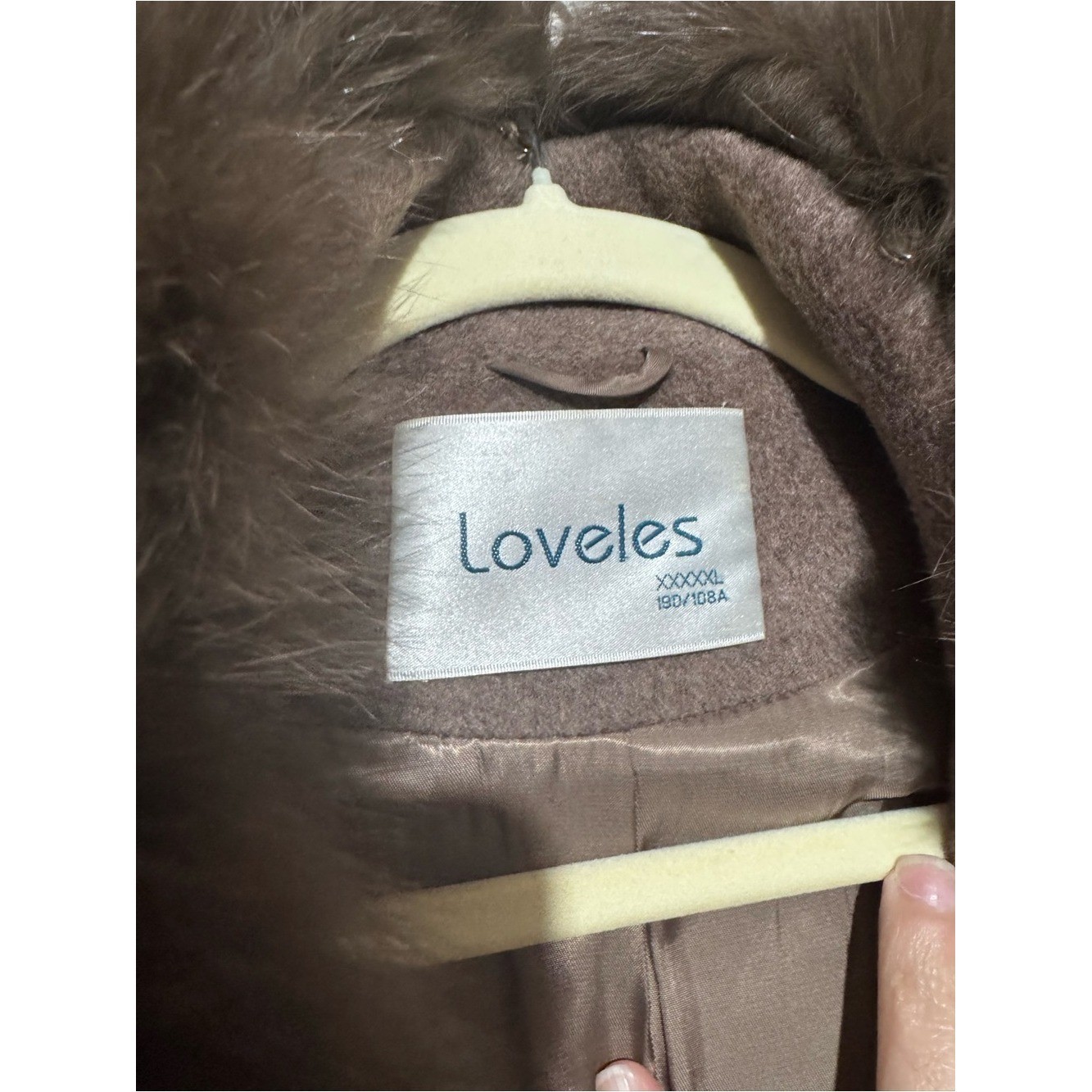 Loveles Fox Rabbit Fur Wool Cashmere Coat Women Size Large Brown Old Money