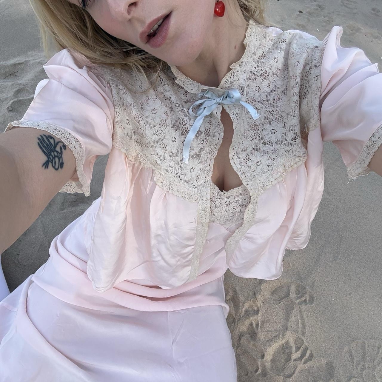Antique Pink Lace Slip Set
