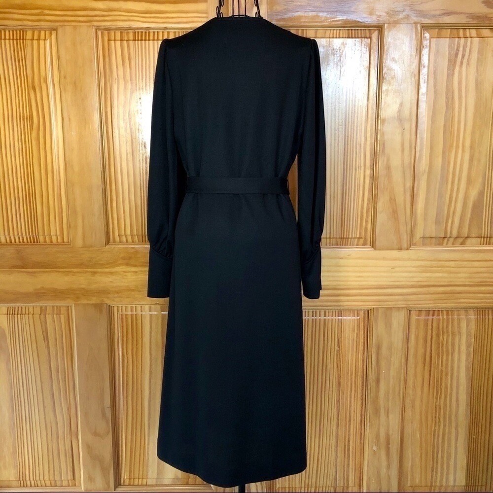 Vintage Kevin Stuart Petites Tie Waist Dress Black Size Medium Petite