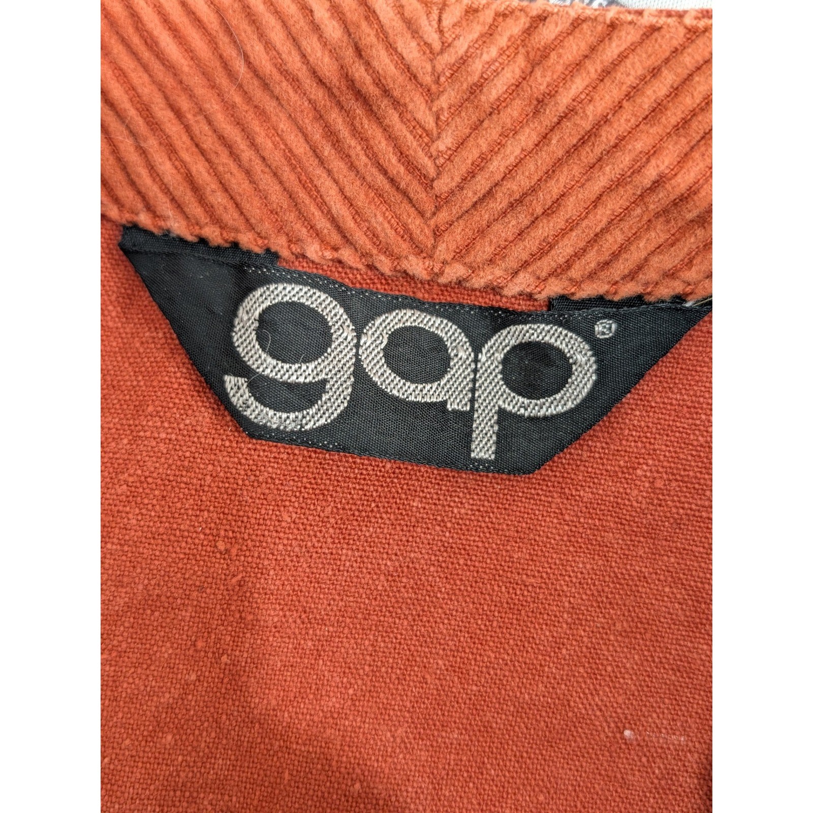 Vintage 70s Gap Womens Rust Orange Cotton Canvas Corduroy Utility Vest Size S