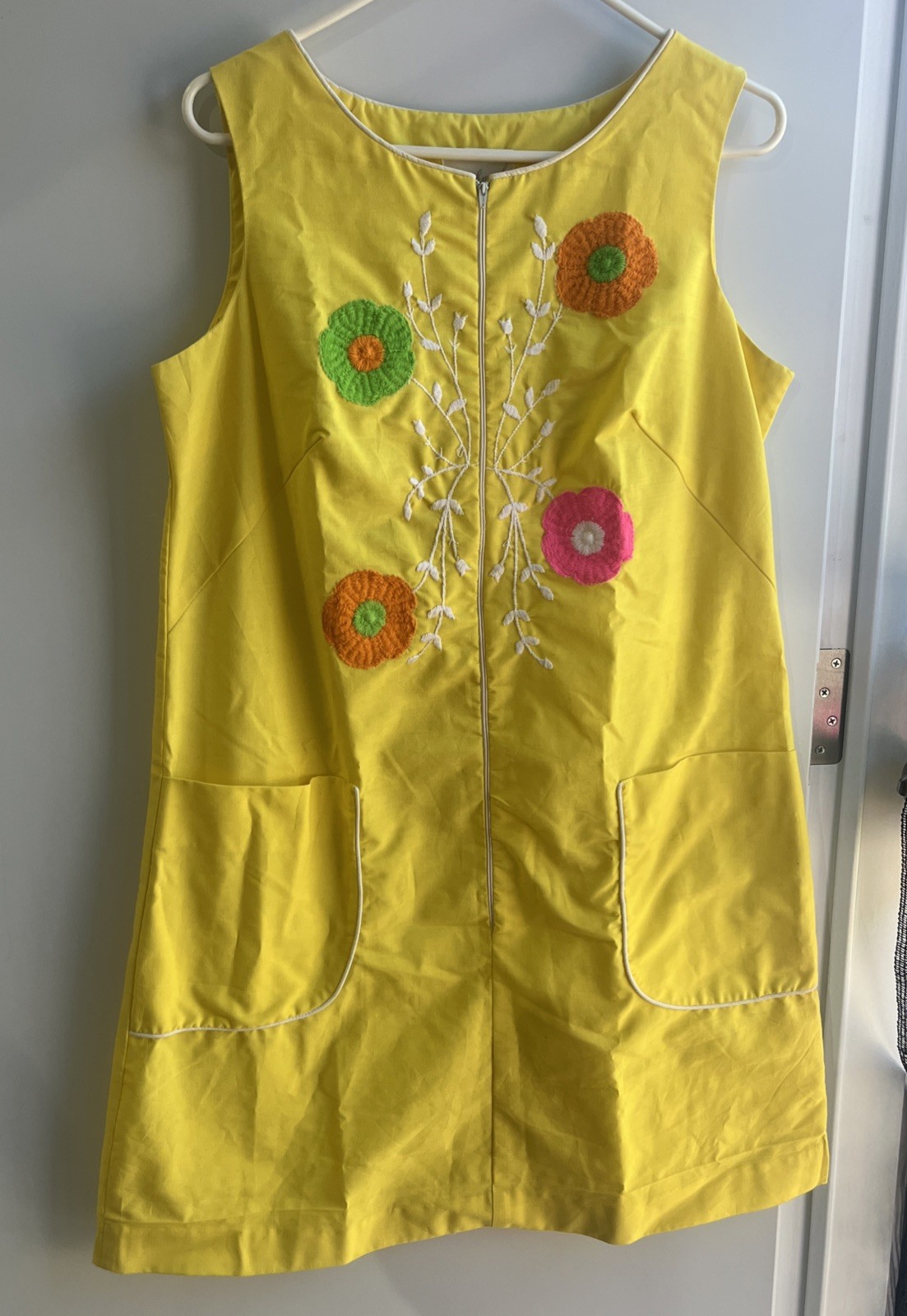 VTG 60s/70s Cotton Dress/Lisa Smock by Lisanne Women&rsquo;s Size M/L Yellow Floral