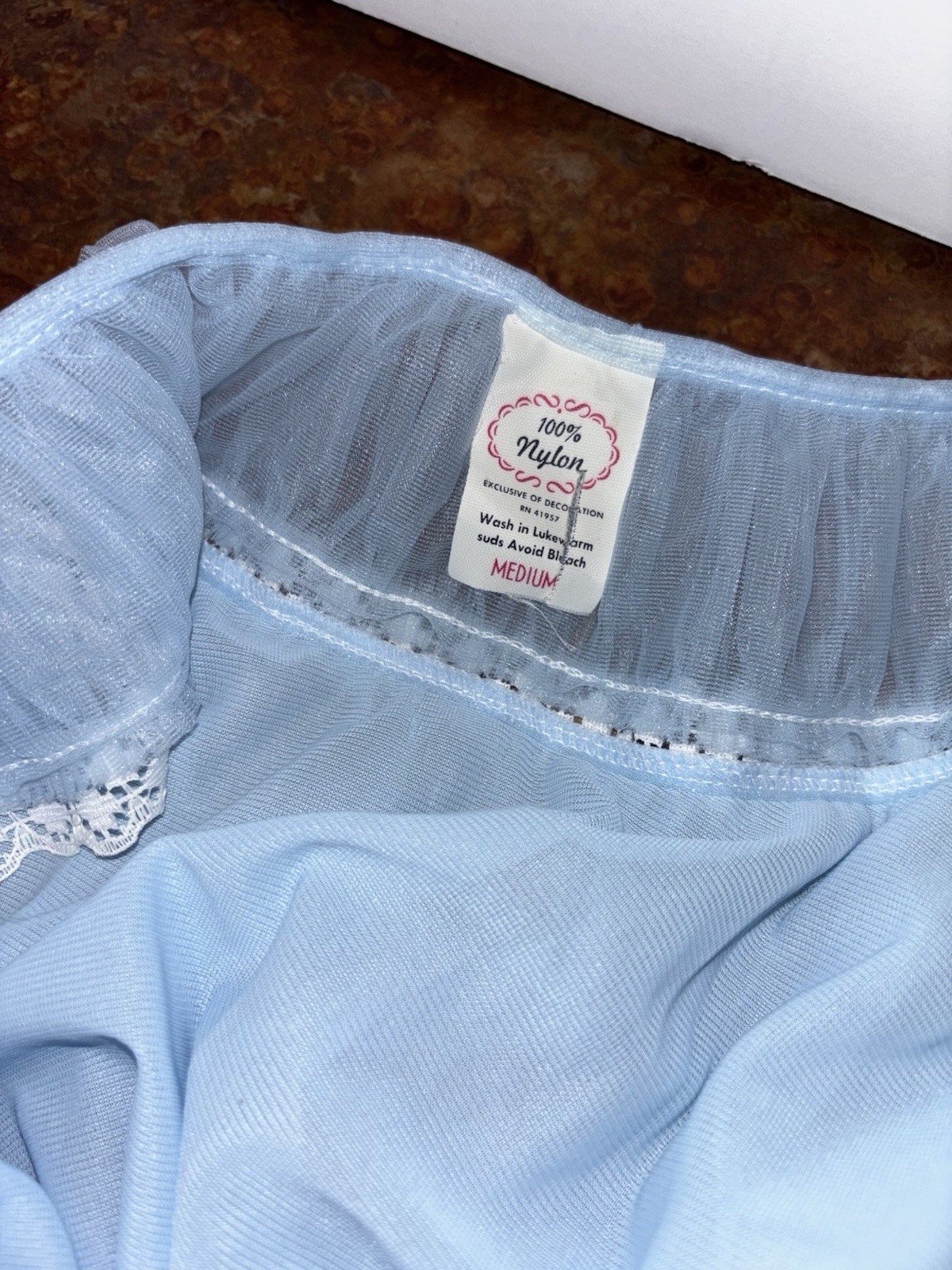 Vintage Powder Blue Size Medium Nightgown Lingerie Sleepwear 100% Nylon