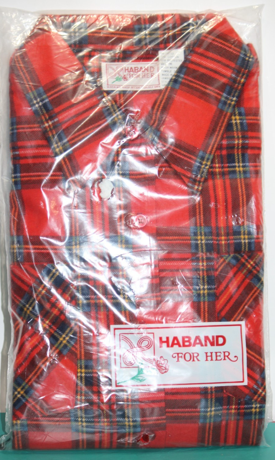 NIP Vintage 70&rsquo;s 80&rsquo;s Haband For Her Red Plaid Shirt LARGE Jamaica NEW