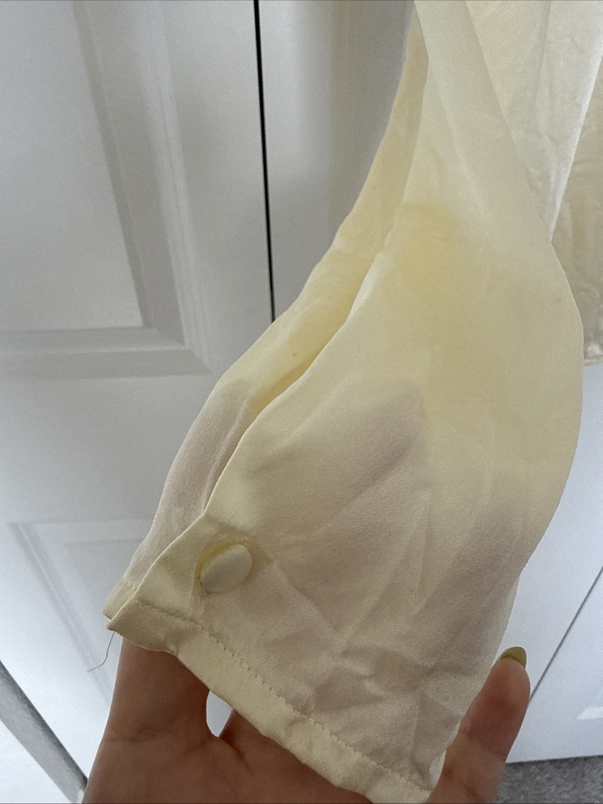 Vintage Alexandria 100% Silk Blouse Cream Ivory Size 6 Luxury Longsleeve