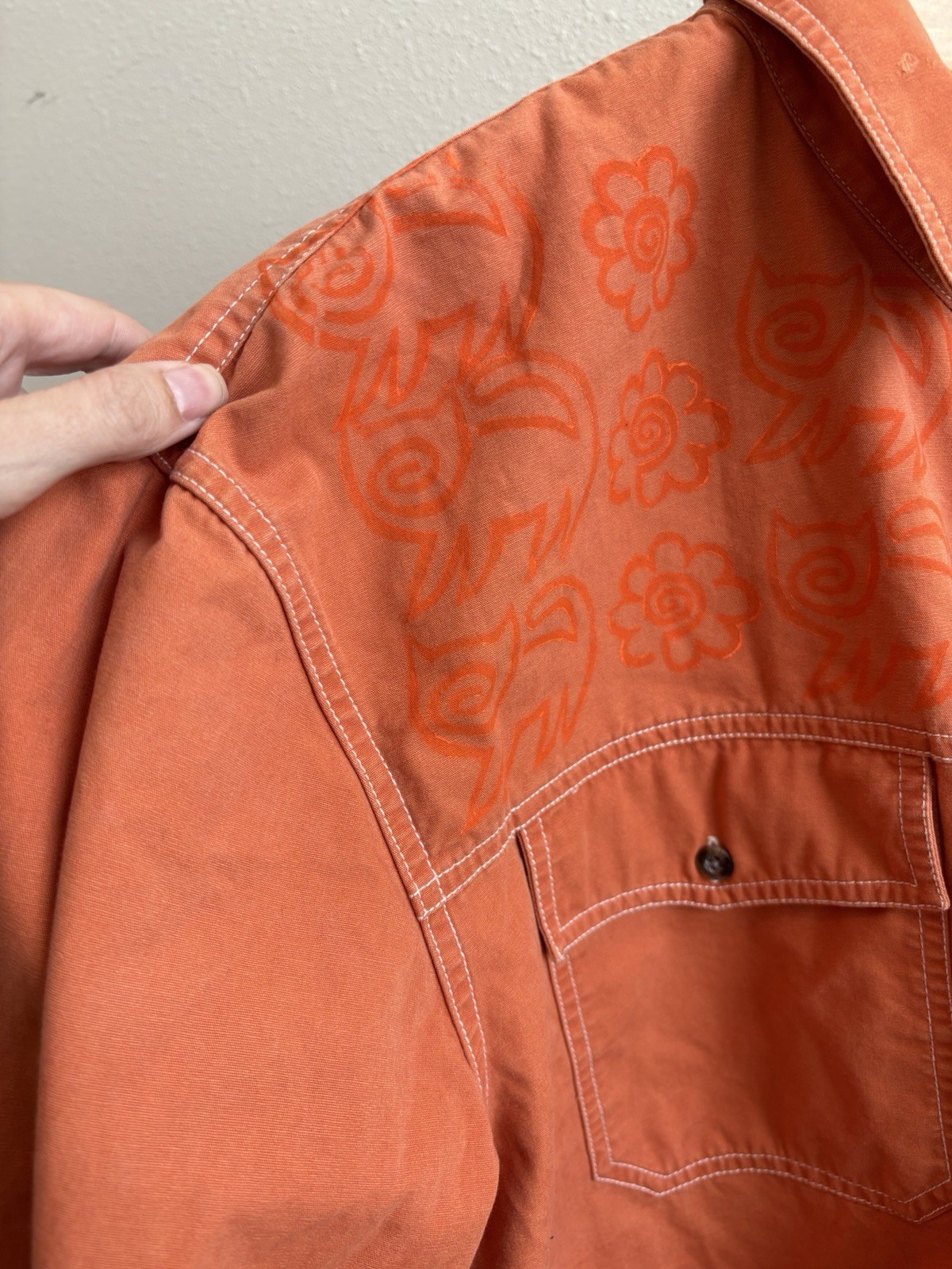 Vtg Timberland TBL-73 Orange Canvas Jacket CAT & Floral Embroidery Women’s S