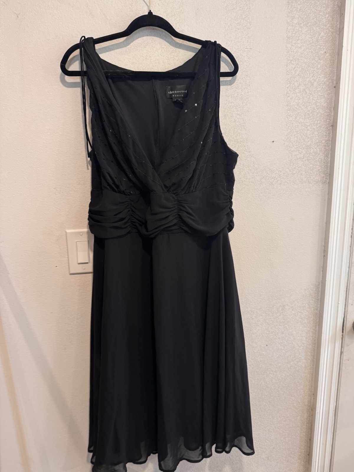 Y2K Vintage Connected Black Sequin Baby Doll Dress Size 20W Flouncy Flowy Fairy
