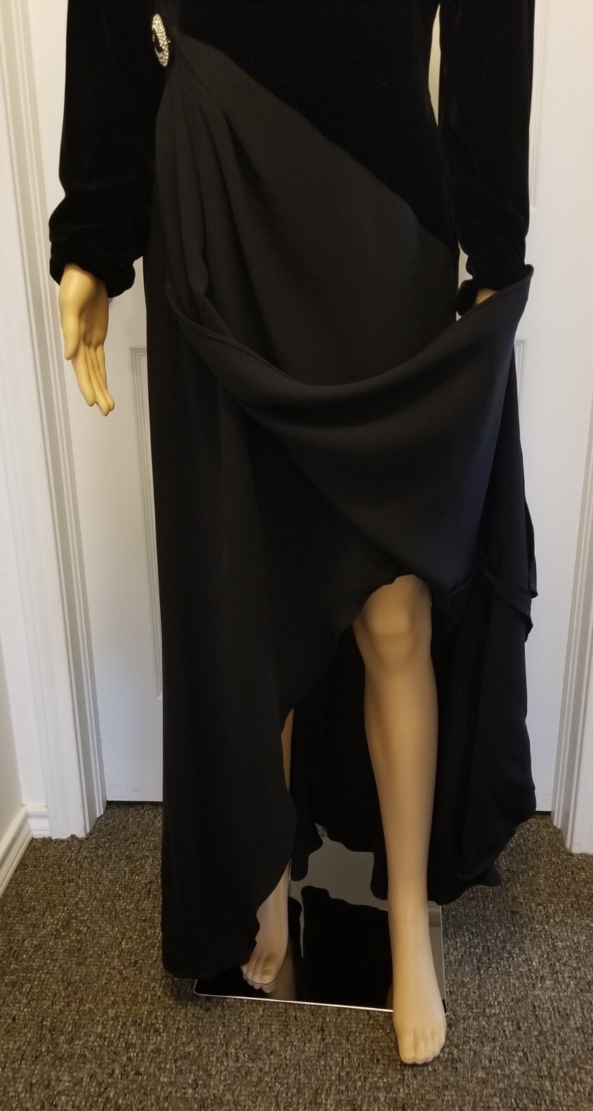 Gorgeous Vintage Elegant Kathryn Dianos Black Velvet &Crepe Formal Gown Sz 8