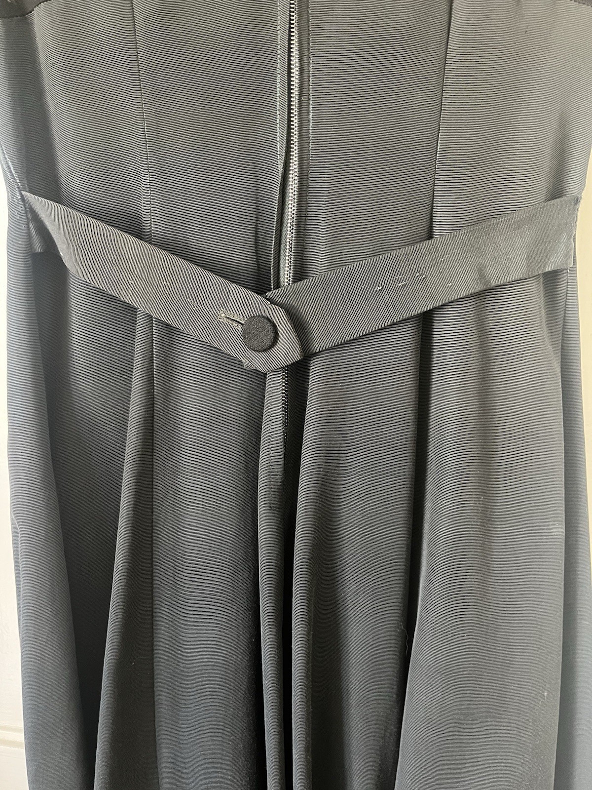 1950’s Vintage Black Solid Fit & Flare Dress Buttons Belt as seen on Dita
