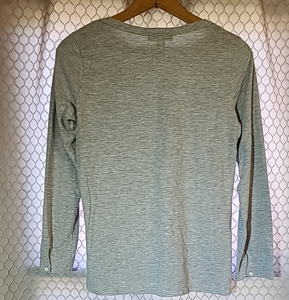 Lauren Ralph Lauren womans strtiped Gray Long Sleeve Top Size M boat neck