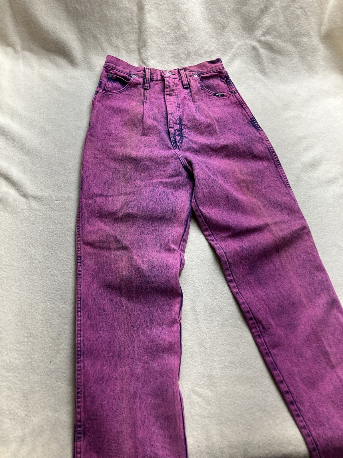 80’s Wrangler Denim Pink Purple Acid Wash High Waist Mom Jean Vintage USA 28×33