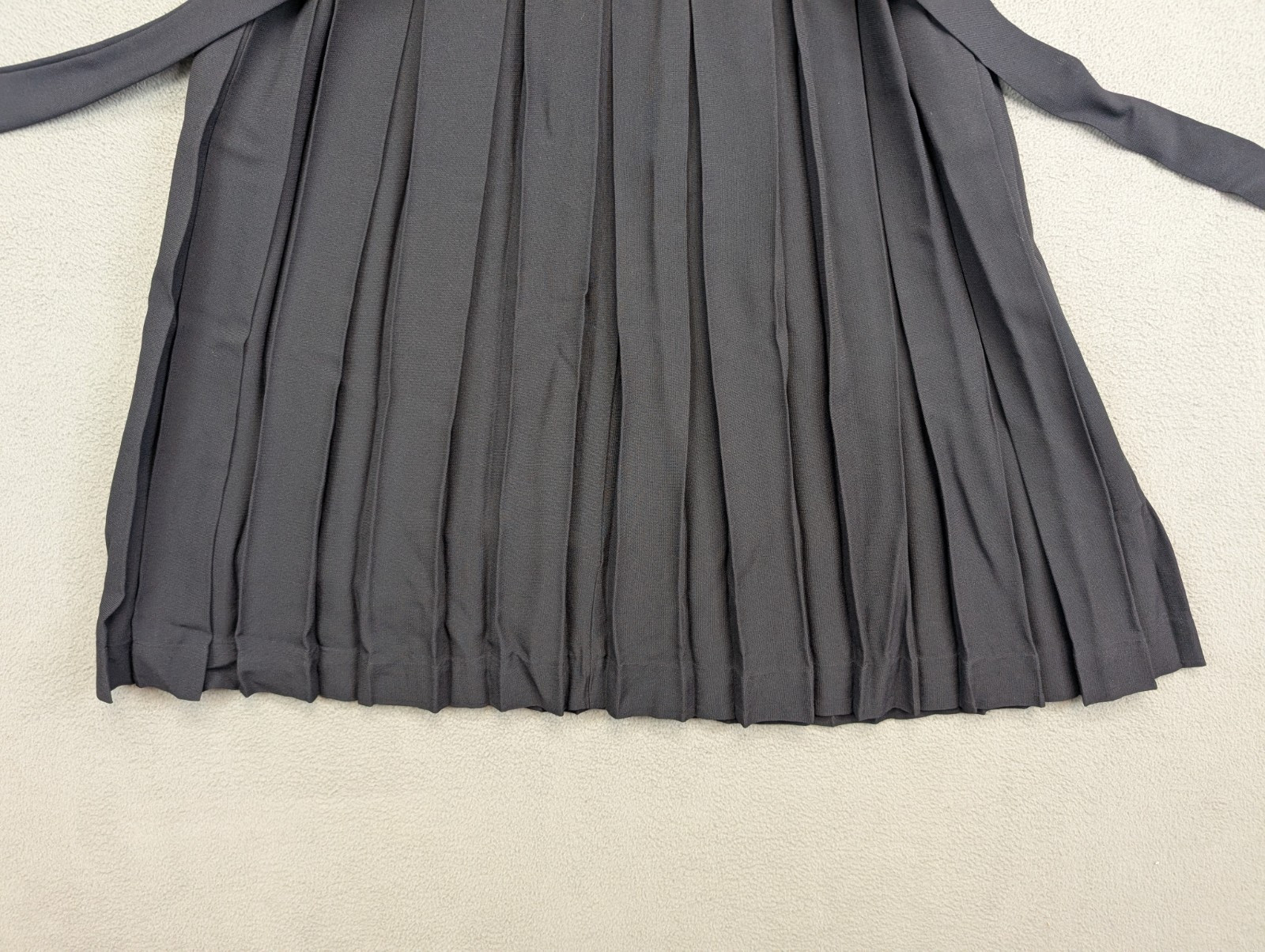 Vintage 60s Classic Black Belted Dress w/ Pleated Skirt Sheer Size 6