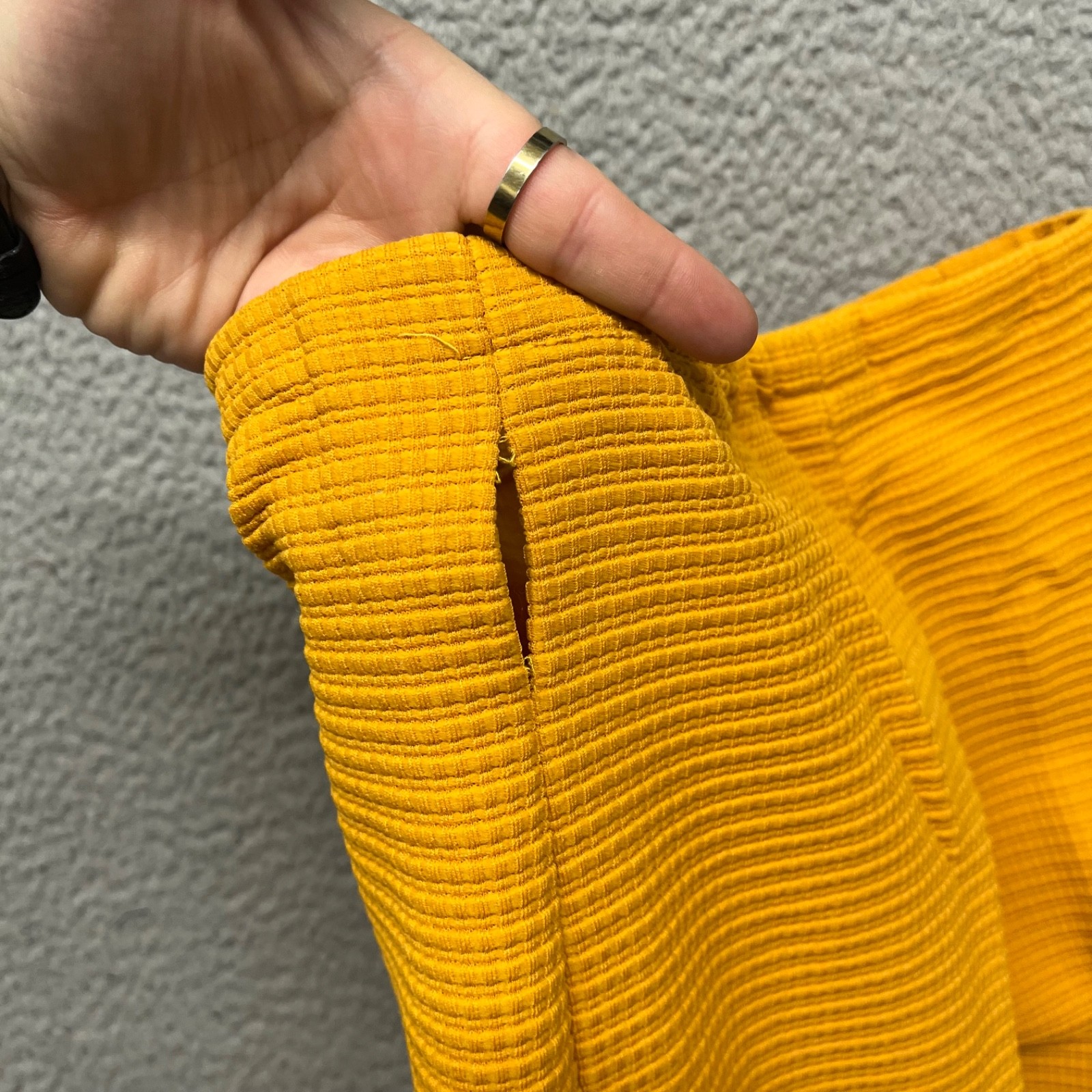 60&rsquo;s Leisure Pant Set Womens S Marigold Yellow Textured Dacron Polyester 70&rsquo;s