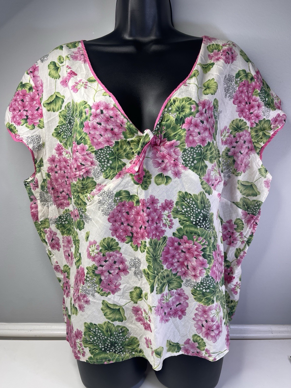 Carolina Colours Summer Blouse Plus Size 18/20W Pink White Floral Vintage