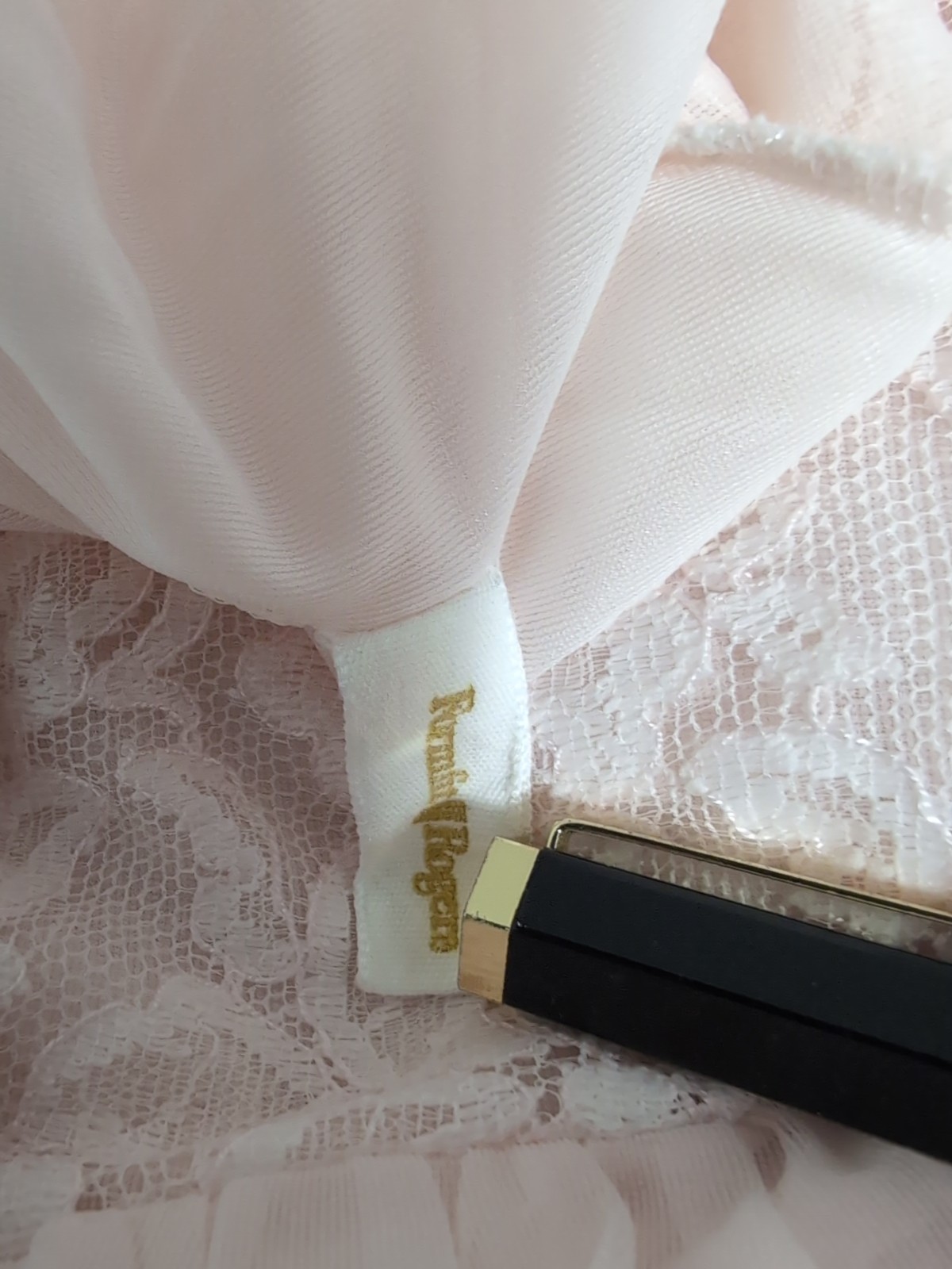 VINTAGE FORMFIT ROGERS PINK CHIFFON & LACE Babydoll ROBE Medium