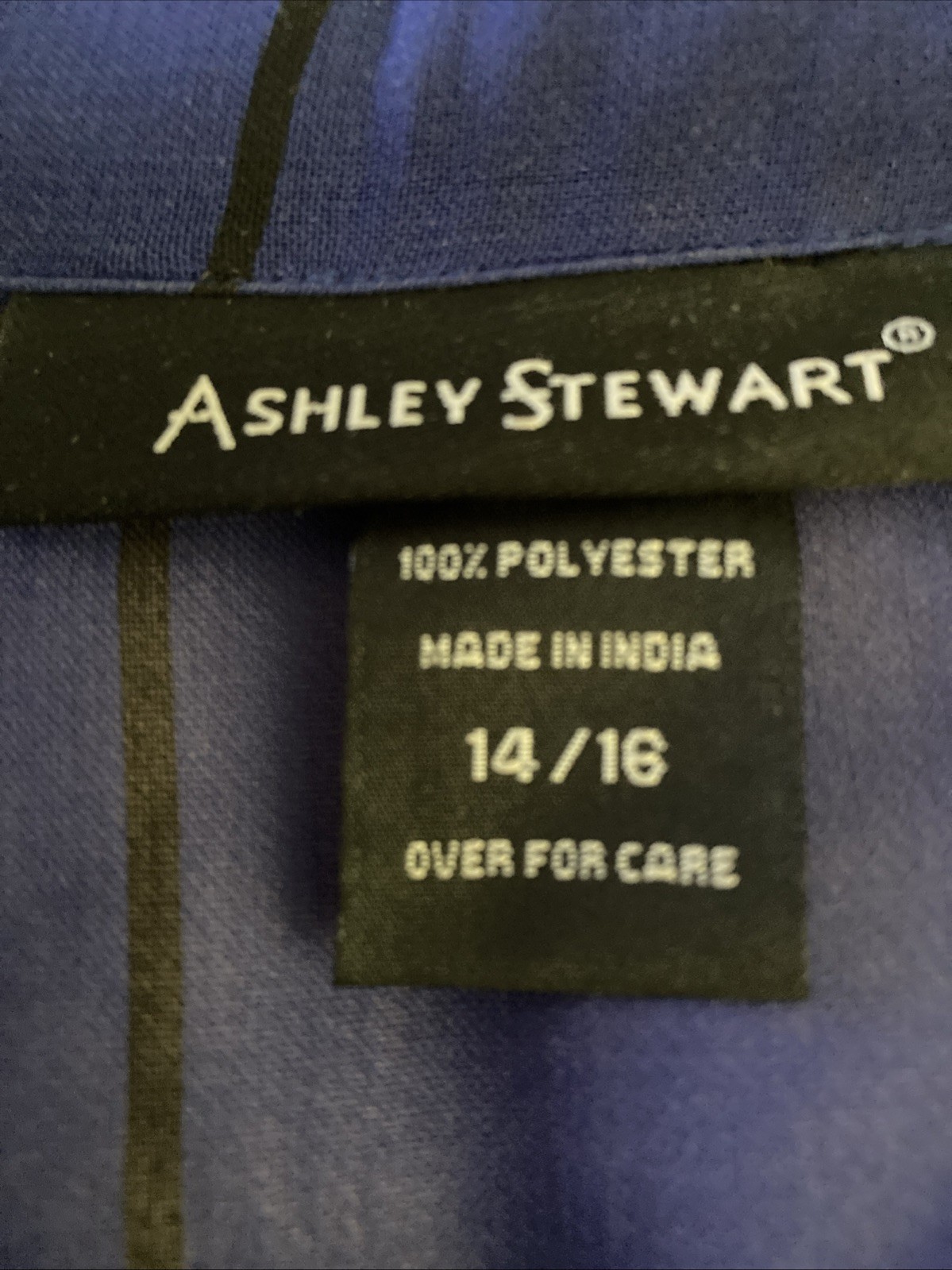Ashley Stewart Blue/Black Top Side Splits Size 14/16 Sleeves 3/4” Button Closure
