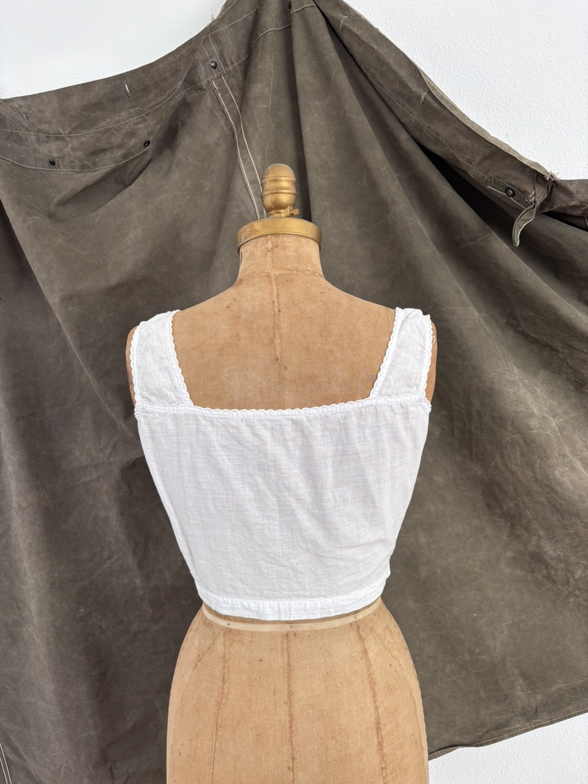 Antique Edwardian Linen Under Bodice Corset Top 1900s 1910s