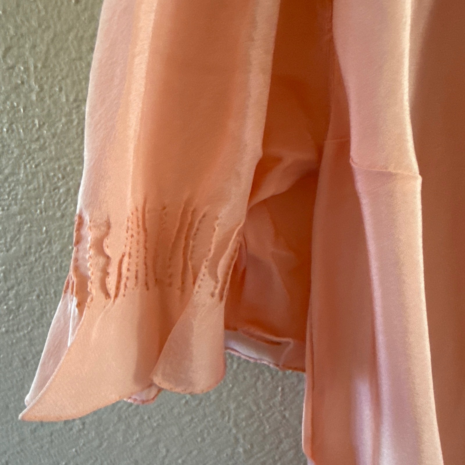 Vintage 1940&rsquo;s Italian 100% Silk Handmade Peach/Pink/Coral Nightgown Never Worn