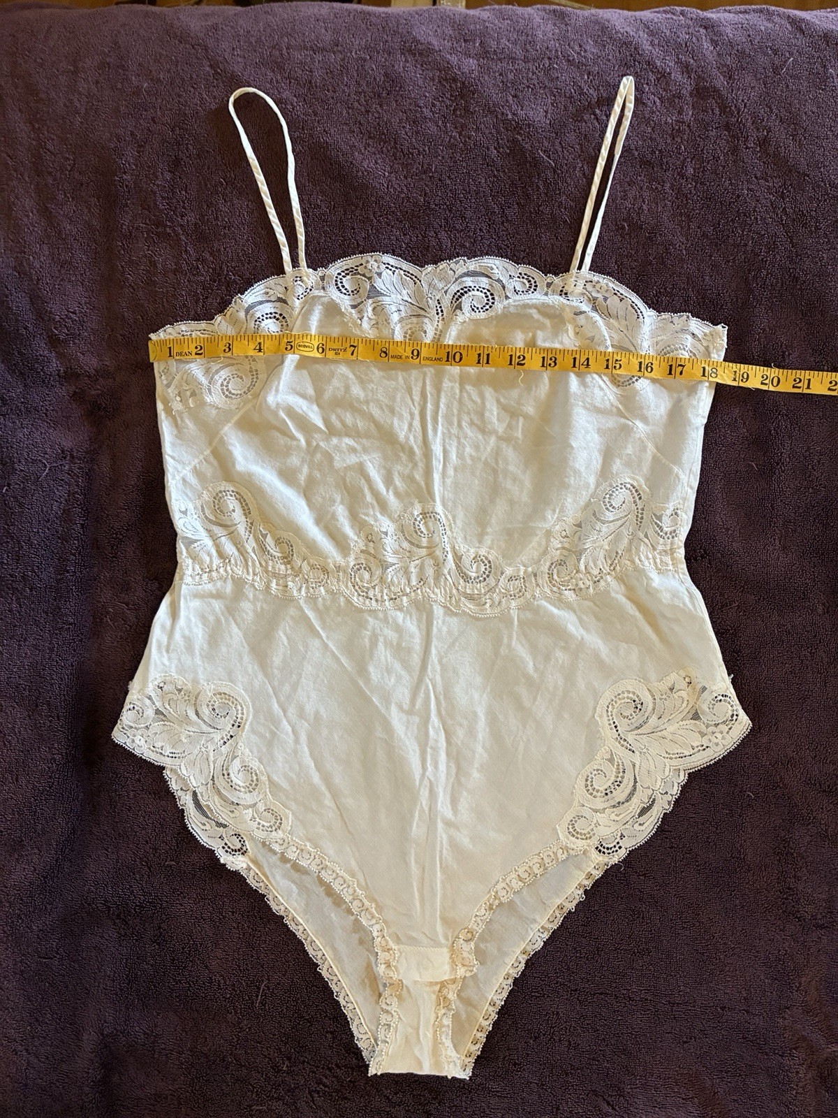 Vintage WonderMaid Cotton Wedding Teddy ILGWU Bridal Lace White USA Sz 36