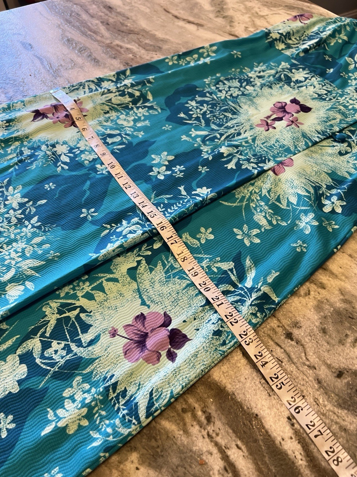 VTG Sears Hawaiian Fashions Maxi Dress Blue Floral Tiki Textured VTG Size 16