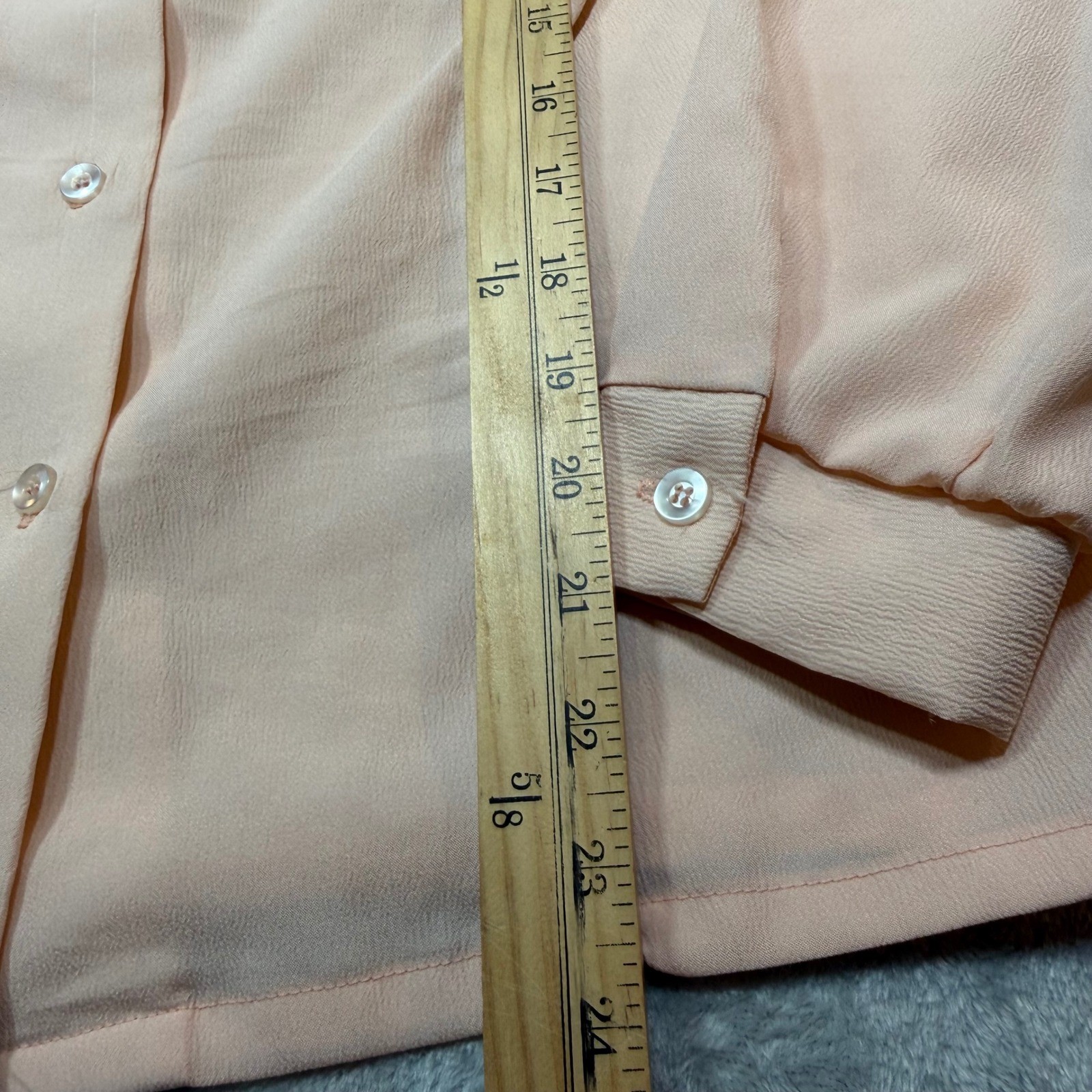 Vintage 70s Peach Embroidered Peter Pan Collar Blouse M Cottagecore Soft Girl
