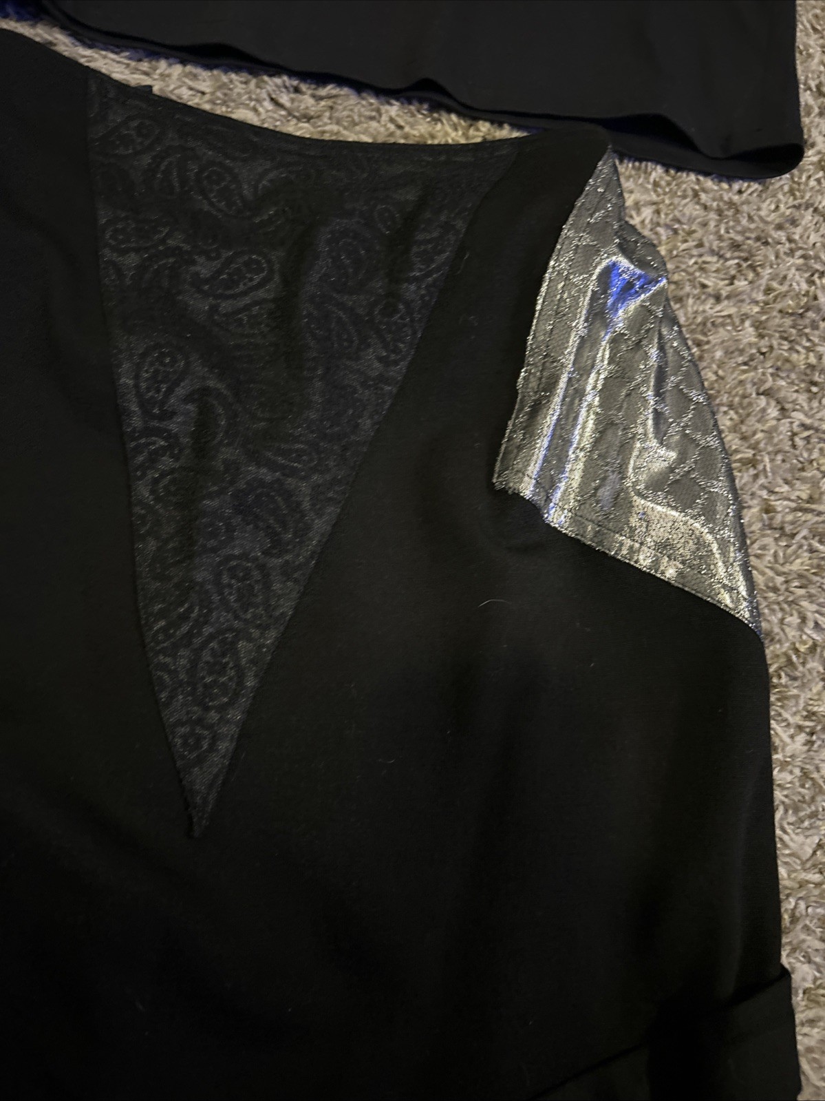 VTG Leadermode 2pc Skirt Set M Black Silver Metallic 80s 90s Goth Party Edgy