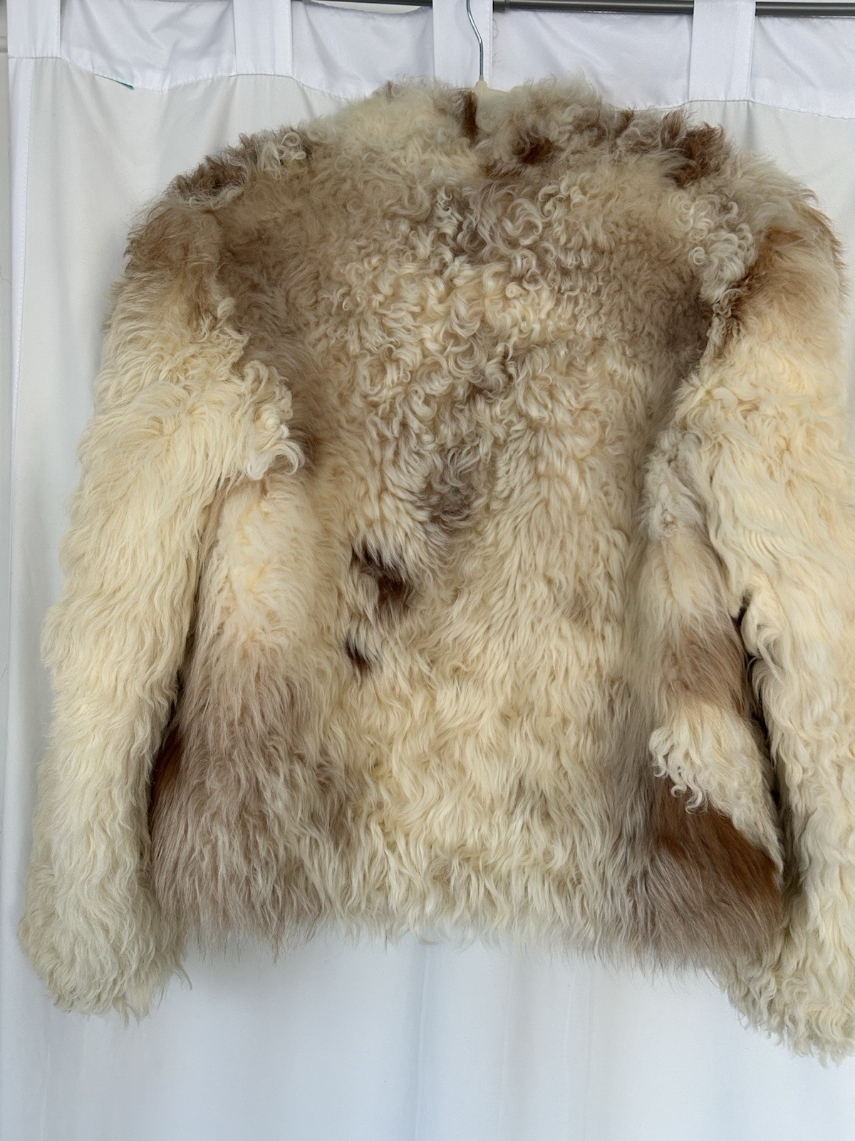 Authentic Vintage Mongolian Lamb Fur 1970s Boho Cropped Coat