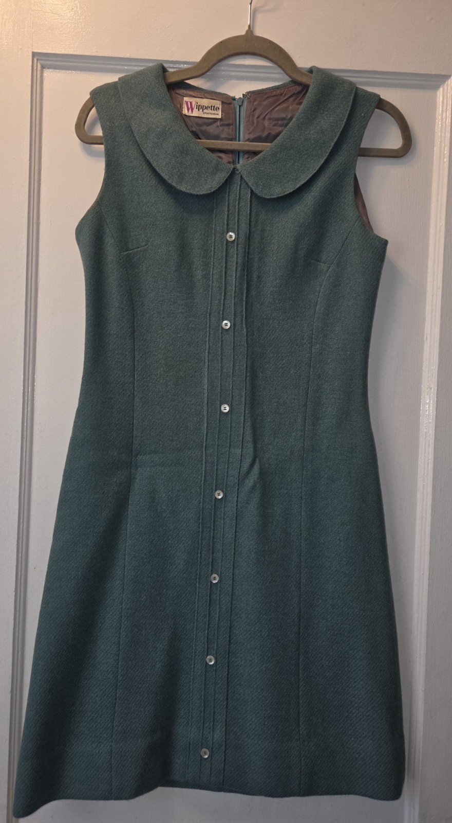 True Vintage Wippette 60&rsquo;s Turquoise Mod Shift Dress. Peter Pan Collar Wool