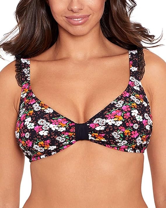 SkinnyDippers Womens Dora Daisy Mae Bikini Dora-Size:Small-Color:Black/Floral