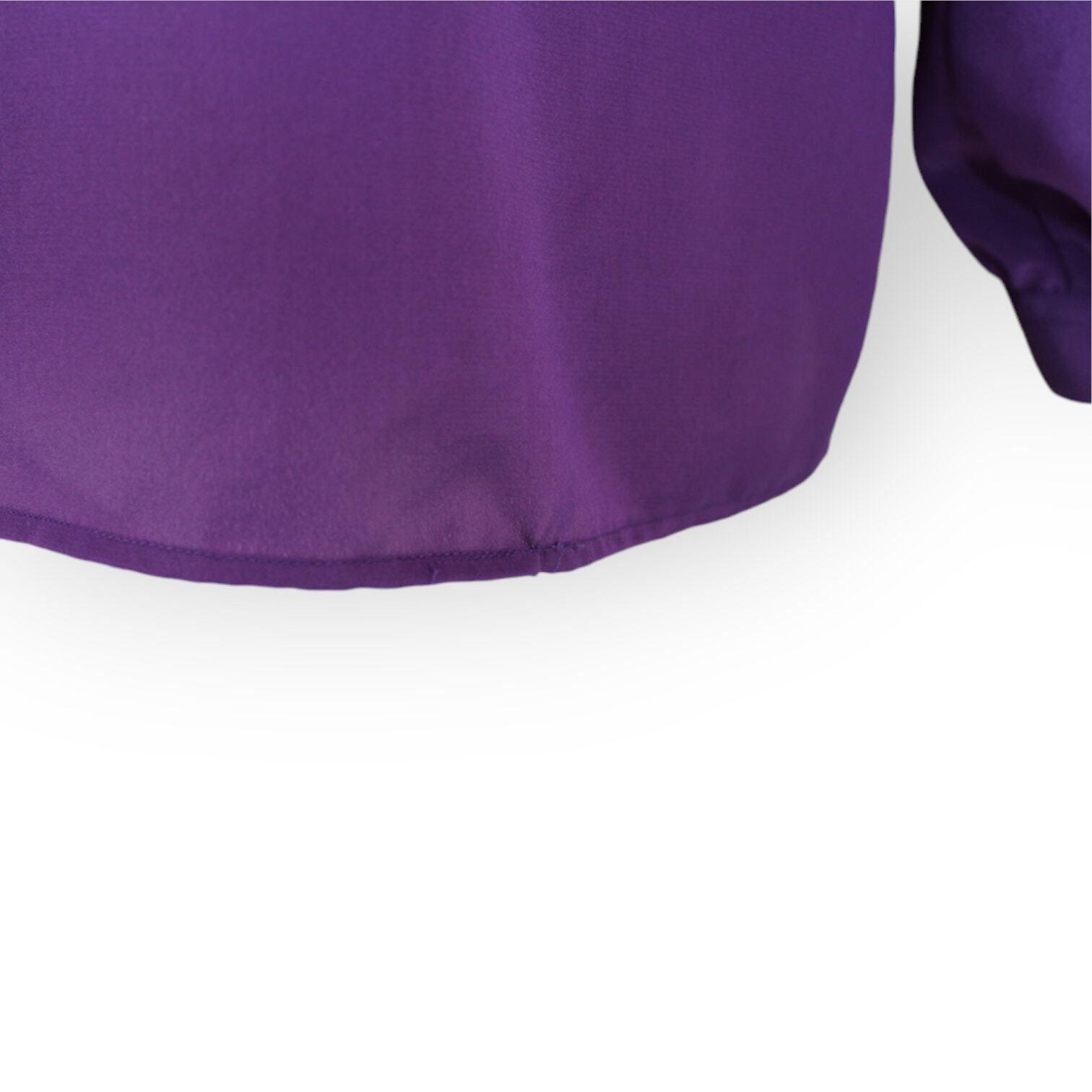 Lloyd Williams for Neiman Marcus Satin Blouse (8) Purple Long-Sleeve