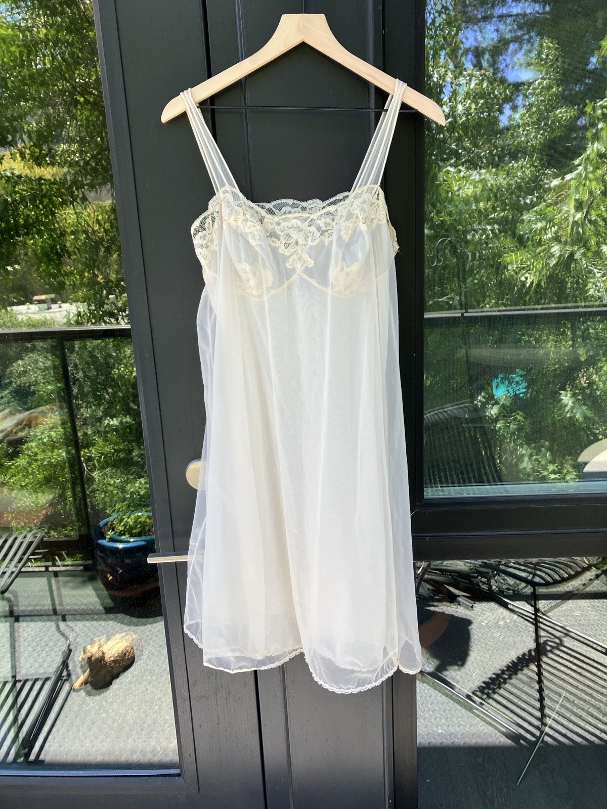 VTG Gossard Artemis Sheer Babydoll Nightgown Lace Cream Ivory Slip Dress S 1161
