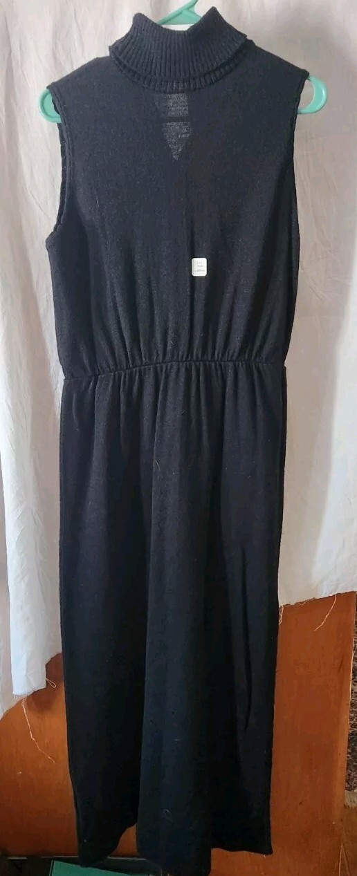 VTG Alberic Beldoch Popper Orlon Acrylic Black SLeeveless Dress NOS Unworn?
