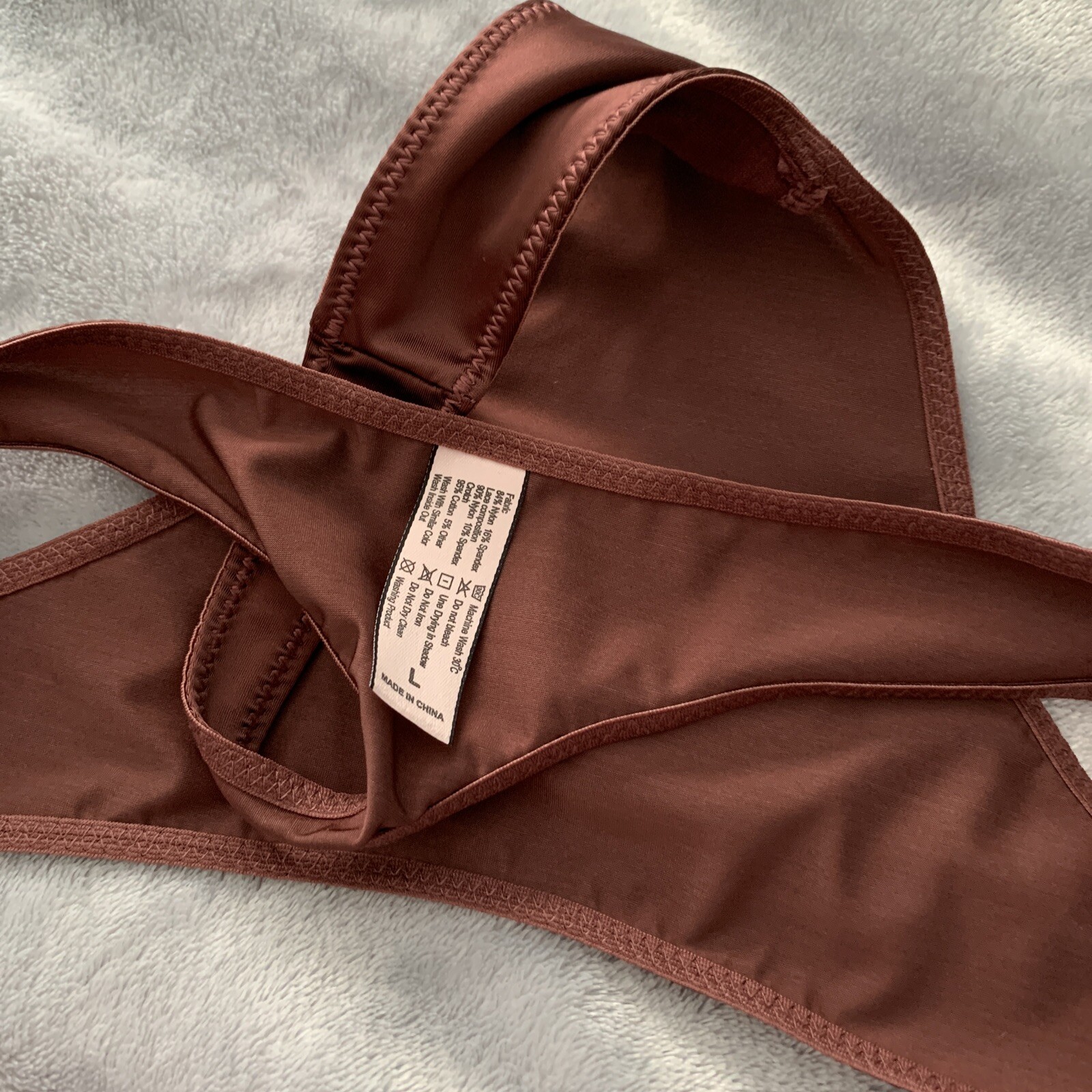 NEW Glossy Secret Stretch Butter Satin Nylon Thong Bikini Panties L 7 Vtg Style