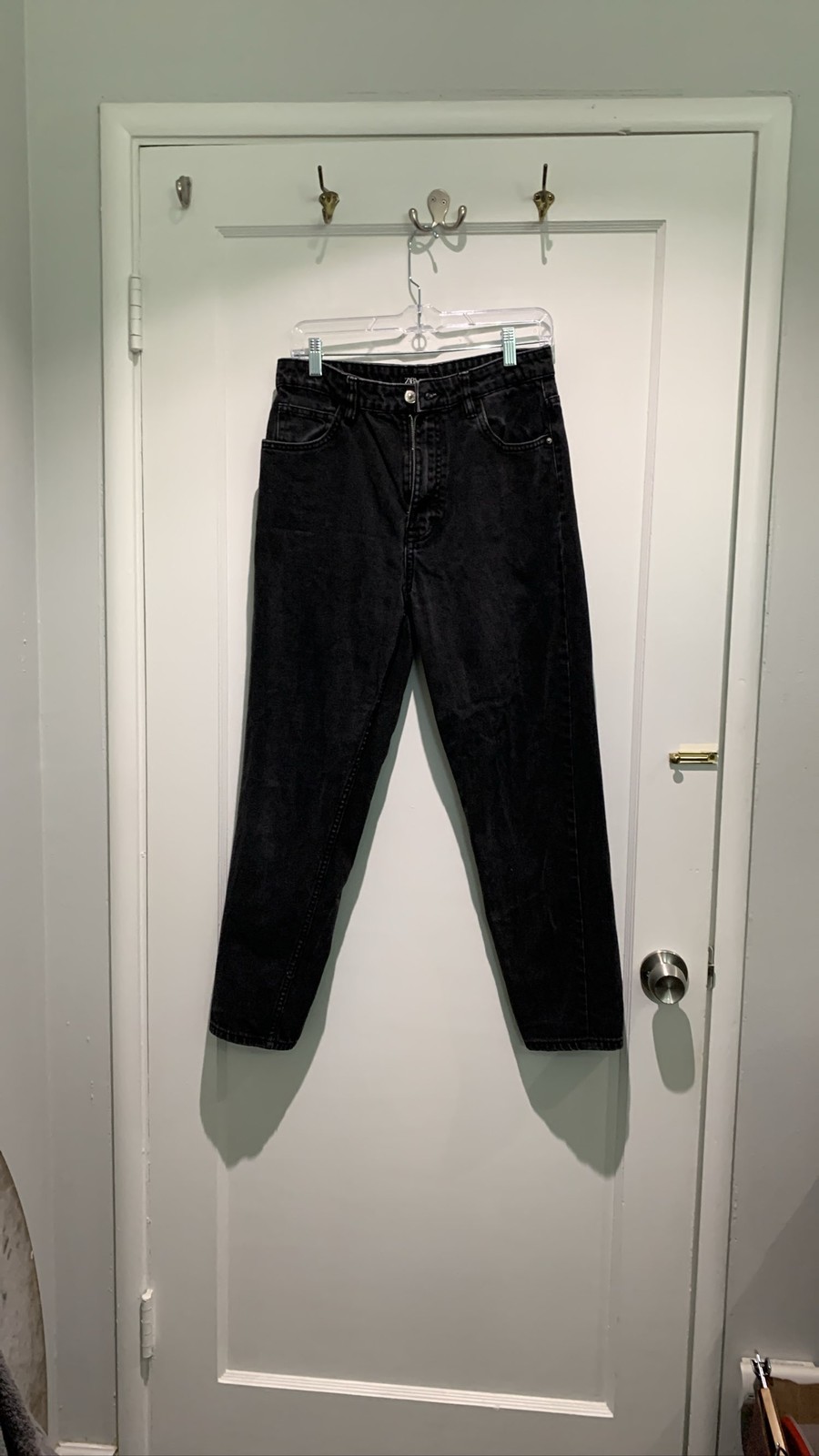 Zara Womens Black Denim Jeans US 8 EU 40 Straight High Rise