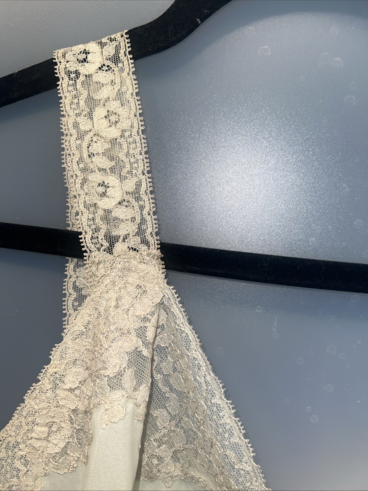 Vintage Sheer Chiffon Lace Subtle Green Nightgown Beige Lace Trim S 50’s