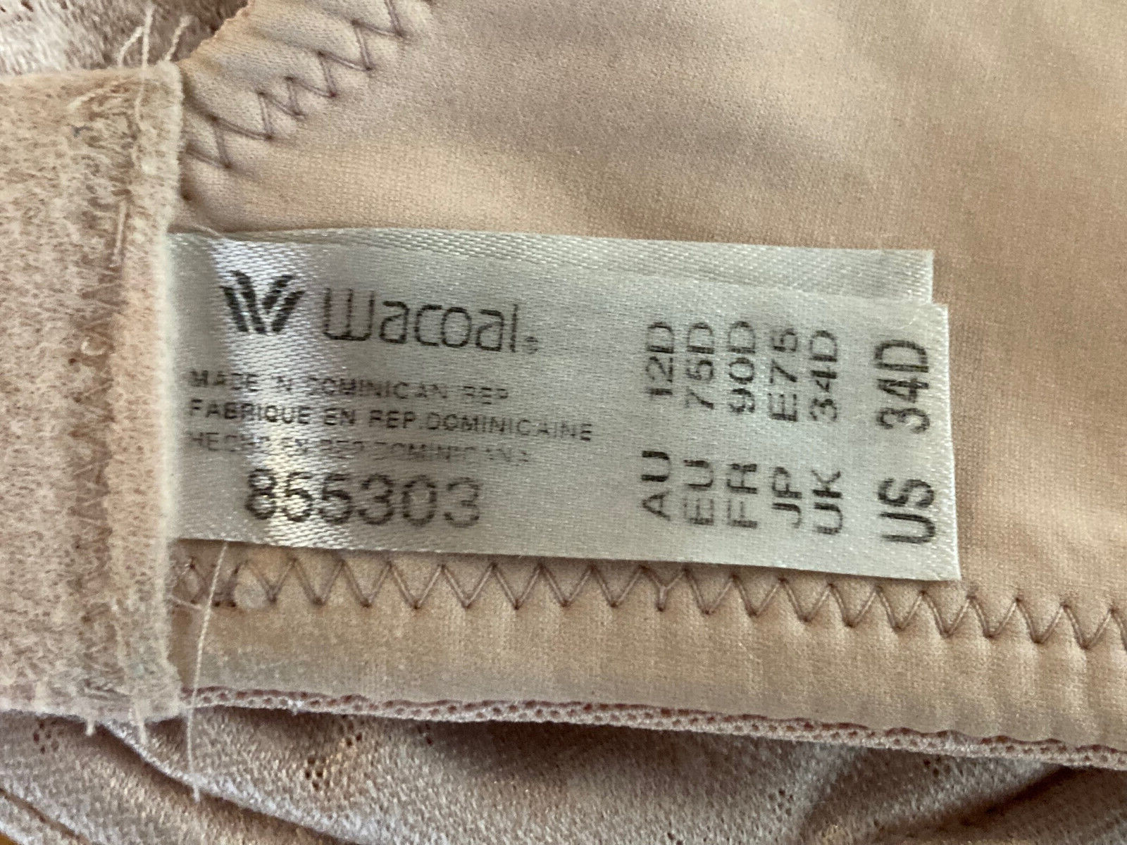 Wacoal 34D Beige BACK APPEAL Molded Cup Underwire Bra #855303